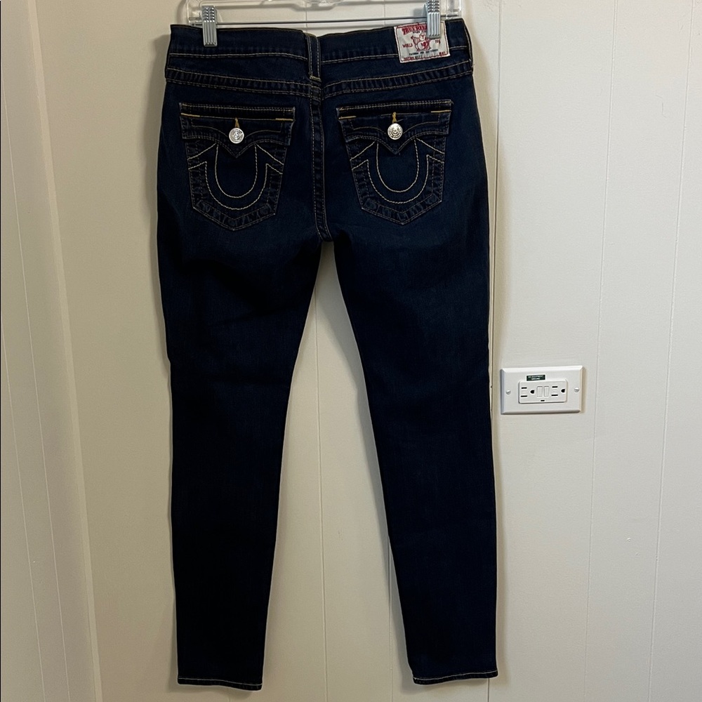 True Religion Misty Dark Flap Pocket Skinny Stretch Jeans Vintage Low Rise 31 - Picture 5 of 15
